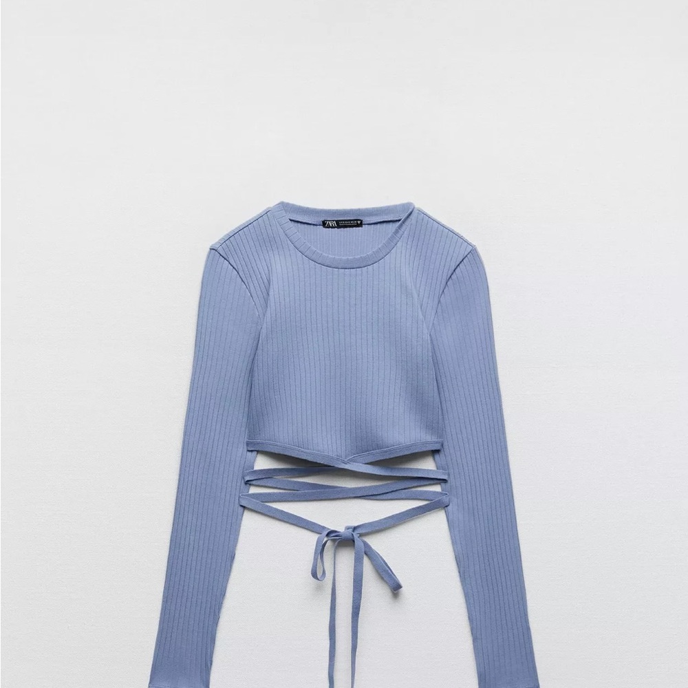 Zara Blue Long Sleeve Tie Front Crop Blouse
Ref: 3253/809